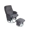 Fabric In Gray Swivel Reclining Rocking Nursery Chair & Ottoman Set