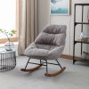 Tufted Upholstered Padded Seat Rocking Chair-Velvet Grey