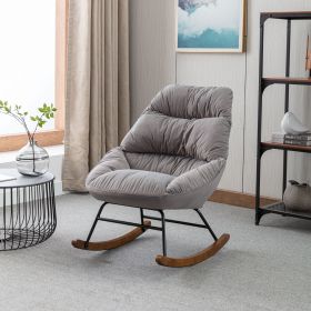 Tufted Upholstered Padded Seat Rocking Chair-Velvet Grey