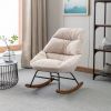 Tufted Upholstered Padded Seat Rocking Chair-Velvet Beige