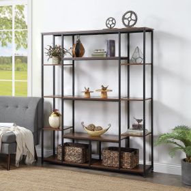 [VIDEO] Bookcase and Bookshelf; Home Office 5 Tier Bookshelf; Open Freestanding Storage Shelf with Metal Frame; Brown