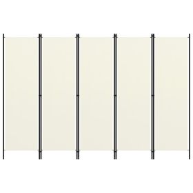 5-Panel Room Divider Cream White 98.4"x70.9"