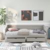 Wooden Daybed with Trundle Bed and Two Storage Drawers ; &nbsp;Extendable Bed Daybed; Sofa Bed with Two Drawers; Gray