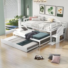 Twin Size Daybed with Double Trundle and Storage Staircase
