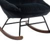 Tufted Upholstered Padded Seat Rocking Chair-Velvet Black