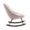 Tufted Upholstered Padded Seat Rocking Chair-Velvet Beige