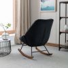 Tufted Upholstered Padded Seat Rocking Chair-Velvet Black