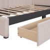 Upholstered Daybed with 2 Storage Drawers Twin Size Sofa Bed Frame No Box Spring Needed; Linen Fabric (Beige)