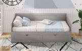 Wooden Daybed with Trundle Bed and Two Storage Drawers ; &nbsp;Extendable Bed Daybed; Sofa Bed with Two Drawers; Gray