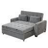 65.7" Linen Upholstered Sleeper Bed ; Pull Out Sofa Bed Couch attached two throw pillows; Dual USB Charging Port and Adjustable Backrest for Living Ro