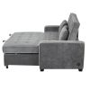 65.7" Linen Upholstered Sleeper Bed ; Pull Out Sofa Bed Couch attached two throw pillows; Dual USB Charging Port and Adjustable Backrest for Living Ro