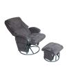 Fabric In Gray Swivel Reclining Rocking Nursery Chair & Ottoman Set