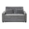 65.7" Linen Upholstered Sleeper Bed ; Pull Out Sofa Bed Couch attached two throw pillows; Dual USB Charging Port and Adjustable Backrest for Living Ro