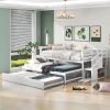 Twin Size Daybed with Double Trundle and Storage Staircase
