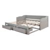 Wooden Daybed with Trundle Bed and Two Storage Drawers ; &nbsp;Extendable Bed Daybed; Sofa Bed with Two Drawers; Gray
