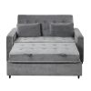 65.7" Linen Upholstered Sleeper Bed ; Pull Out Sofa Bed Couch attached two throw pillows; Dual USB Charging Port and Adjustable Backrest for Living Ro