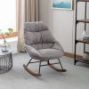 Tufted Upholstered Padded Seat Rocking Chair-Velvet Grey