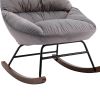 Tufted Upholstered Padded Seat Rocking Chair-Velvet Grey