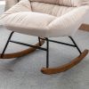 Tufted Upholstered Padded Seat Rocking Chair-Velvet Beige