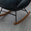 Tufted Upholstered Padded Seat Rocking Chair-Velvet Black