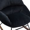 Tufted Upholstered Padded Seat Rocking Chair-Velvet Black