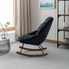 Tufted Upholstered Padded Seat Rocking Chair-Velvet Black