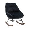 Tufted Upholstered Padded Seat Rocking Chair-Velvet Black