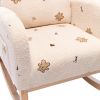 26.8"W Modern Rocking Chair for Nursery; Mid Century Accent Rocker Armchair With Side Pocket; Upholstered High Back Wooden Rocking Chair for Living Ro