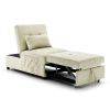 Folding Ottoman Sleeper Sofa Bed; 4 in 1 Function; Work as Ottoman; Chair ; Sofa Bed and Chaise Lounge for Small Space Living; Begie