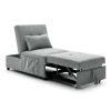 Folding Ottoman Sleeper Sofa Bed; 4 in 1 Function; Work as Ottoman; Chair ; Sofa Bed and Chaise Lounge for Small Space Living; Grey