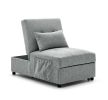 Folding Ottoman Sleeper Sofa Bed; 4 in 1 Function; Work as Ottoman; Chair ; Sofa Bed and Chaise Lounge for Small Space Living; Grey