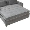 65.7" Linen Upholstered Sleeper Bed ; Pull Out Sofa Bed Couch attached two throw pillows; Dual USB Charging Port and Adjustable Backrest for Living Ro