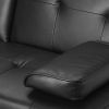 MEGA Futon Sofa Bed; Modern Faux Leather Convertible Folding Lounge Sofa for Living Room with 2 Cup Holders Removable Soft Armrests and Sturdy Metal L