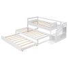 Twin Size Daybed with Double Trundle and Storage Staircase