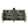 Farmhouse style TV Stand; TV station with storage and open drawers; entertainment center console table; living room media furniture.(Grey; 58''W*23.6'