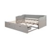 Wooden Daybed with Trundle Bed and Two Storage Drawers ; &nbsp;Extendable Bed Daybed; Sofa Bed with Two Drawers; Gray