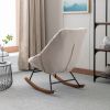 Tufted Upholstered Padded Seat Rocking Chair-Velvet Beige