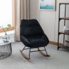 Tufted Upholstered Padded Seat Rocking Chair-Velvet Black