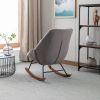 Tufted Upholstered Padded Seat Rocking Chair-Velvet Grey