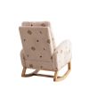 26.8"W Modern Rocking Chair for Nursery; Mid Century Accent Rocker Armchair With Side Pocket; Upholstered High Back Wooden Rocking Chair for Living Ro