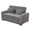 65.7" Linen Upholstered Sleeper Bed ; Pull Out Sofa Bed Couch attached two throw pillows; Dual USB Charging Port and Adjustable Backrest for Living Ro