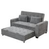 65.7" Linen Upholstered Sleeper Bed ; Pull Out Sofa Bed Couch attached two throw pillows; Dual USB Charging Port and Adjustable Backrest for Living Ro