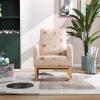 26.8"W Modern Rocking Chair for Nursery; Mid Century Accent Rocker Armchair With Side Pocket; Upholstered High Back Wooden Rocking Chair for Living Ro