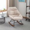 Tufted Upholstered Padded Seat Rocking Chair-Velvet Beige