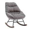 Tufted Upholstered Padded Seat Rocking Chair-Velvet Grey