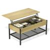 Wood Lift-Top Storage Coffee Table with Hidden Storage Compartment  for Living Room Office Reception Room