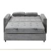 65.7" Linen Upholstered Sleeper Bed ; Pull Out Sofa Bed Couch attached two throw pillows; Dual USB Charging Port and Adjustable Backrest for Living Ro