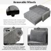 65.7" Linen Upholstered Sleeper Bed ; Pull Out Sofa Bed Couch attached two throw pillows; Dual USB Charging Port and Adjustable Backrest for Living Ro