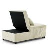 Folding Ottoman Sleeper Sofa Bed; 4 in 1 Function; Work as Ottoman; Chair ; Sofa Bed and Chaise Lounge for Small Space Living; Begie