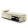 Folding Ottoman Sleeper Sofa Bed; 4 in 1 Function; Work as Ottoman; Chair ; Sofa Bed and Chaise Lounge for Small Space Living; Begie